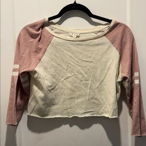 POL Pink and Cream Cropped baseball T. Rough edge. Size S